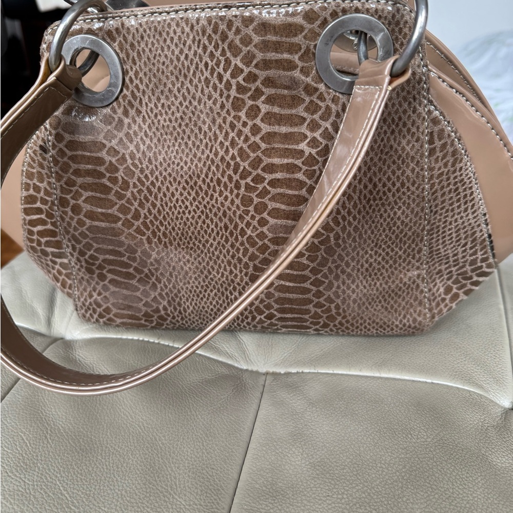Elegant Brown Snake Print Handbag used only twice.